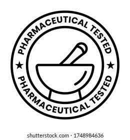 Pharmaceutical tested stamp label line art icons for apps or websites