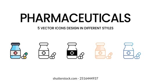 Ícones farmacêuticos definir ilustração de estoque de vetor