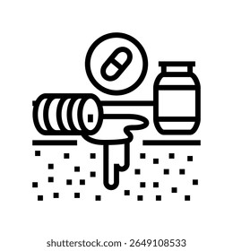 pharmaceuticals leaking soil line icon vector. pharmaceuticals leaking soil sign. isolated contour symbol black illustration