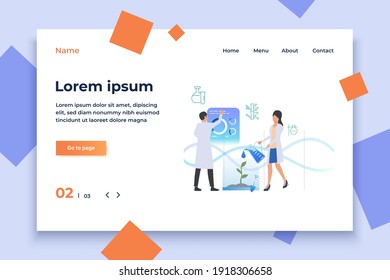 Pharmaceutics scientists making research. Science laboratory, clinical lab, experiments. Research concept. Vector illustration for webpage, landing page