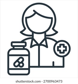 Ilustração do vetor do ícone do cuidado do farmacêutico