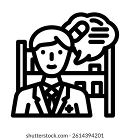 pharmacist consultation line icon vector. pharmacist consultation sign. isolated contour symbol black illustration