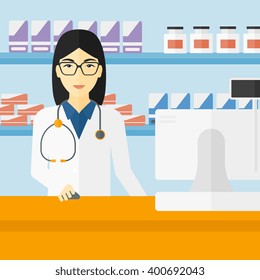 Pharmacist Counter Computer Monitor Stock Vector (Royalty Free ...