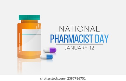 El 12 de enero se celebra cada año el Día de la Farmacéutica. El día se centra en la importancia de los farmacéuticos y honra cuánto impactan en nuestra salud y bienestar. Ilustración del vector