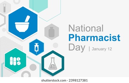 Pharmacist day is observed every year on January 12, The day focuses on the importance of pharmacists, and it honors how much they impact our health and well-being. Vector illustration