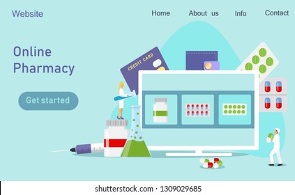 Pharmacist give advice and conceling medication to costumer at pharmacy vector concept, it can be used for landing page, template, ui, web, mobile app, poster, banner, flyer