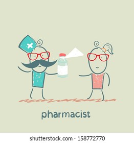 pharmacist giving medicine to the patient