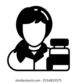 Pharmacist Glyph Icon, Vector illustration