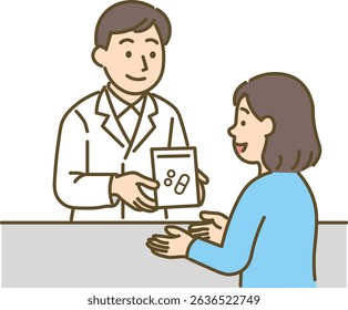 Pharmacist Handing Medication Illustration set