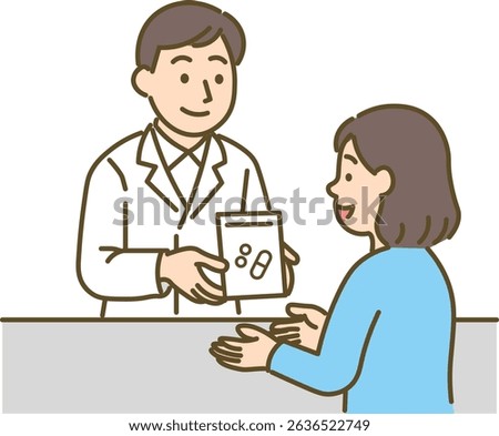 Pharmacist Handing Medication Illustration set