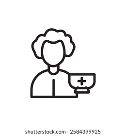 Pharmacist icon black and white vector outline sign