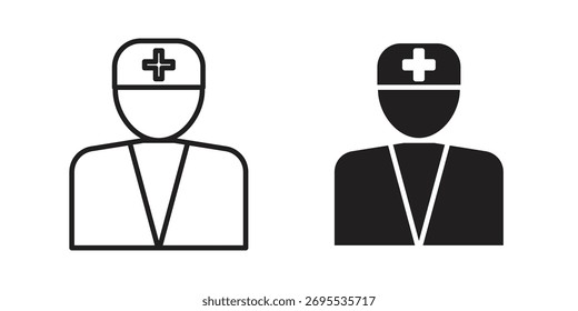 Pharmacist icon illustrations collection. editable stroke outline and flat style
