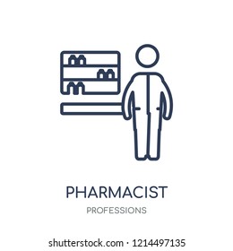 Pharmacist icon. Pharmacist linear symbol design from Professions collection. Simple outline element vector illustration on white background.