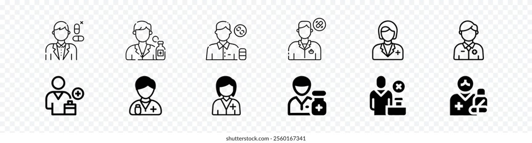 Pharmacist icon set, pharmacist flat icon, Pharmacist druggist icon, Doctor icons, Doctor nurse woman female medical medicine icons