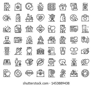 Pharmacist icons set. Outline set of pharmacist vector icons for web design isolated on white background