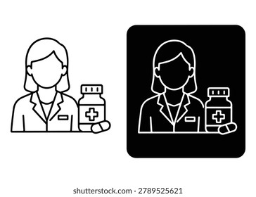 Pharmacist line icons set. vector line icons on a white background
