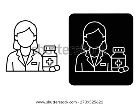Pharmacist line icons set. vector line icons on a white background