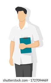 Pharmacist in modern flat style, nurse, pharmacist, simple medical concept on white background.