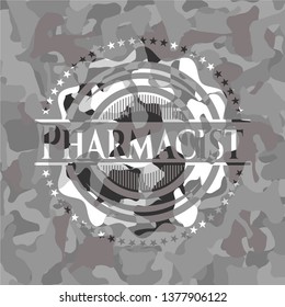 Pharmacist on grey camouflage pattern