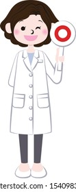 Pharmacist with a panel of correct answers