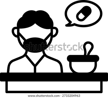 Pharmacist with Pill Suggestion Icon