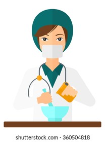 Pharmacist preparing medicine.