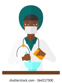 Pharmacist preparing medicine.