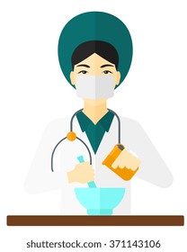 Pharmacist preparing medicine.