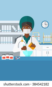 Farmacéutico preparando medicamentos.
