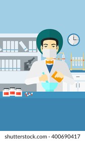 Pharmacist preparing medicine.