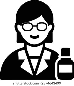 Pharmacist Silhouette Vector Illustration - Lab Coat and Glasses.pharmacist, silhouette, vector, illustration, labcoat, glasses, medical, healthcare, professional, doctor, hospital, pharmacy, chemist,