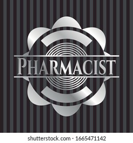 Emblema o placa de plata farmacéutico. Ilustración vectorial. Mosaico.