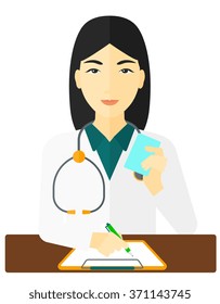 Pharmacist taking notes.