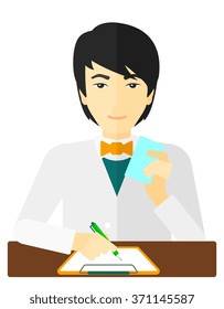 Pharmacist taking notes.
