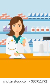 Pharmacist taking notes.