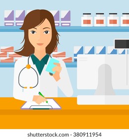 Pharmacist taking notes.