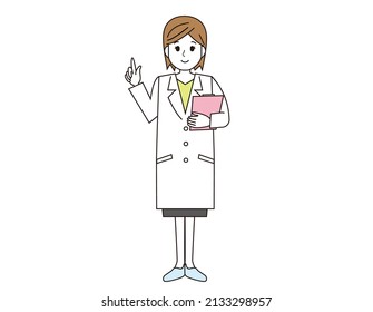 A pharmacist who came in a lab coat. A medical worker. Illustration.