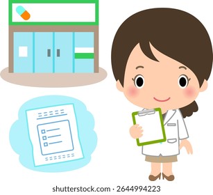 Pharmacist woman and pharmacy, prescription drug