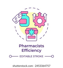 Pharmacists efficiency multi color concept icon. Efficiency increase, chemist shop. Round shape line illustration. Abstract idea. Graphic design. Easy to use in infographic, article