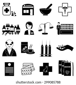 Pharmacists icons set