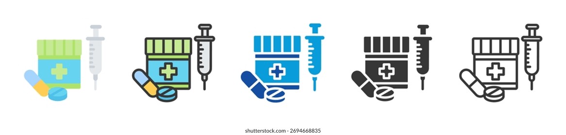Conjunto de iconos farmacodinámicos Estilo múltiple Varias colecciones