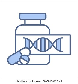 Pharmacogenomics Blue Icon Vector Illustration