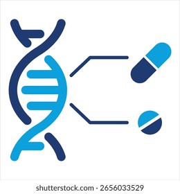 Pharmacogenomics Ilustración vectorial plana azul del icono