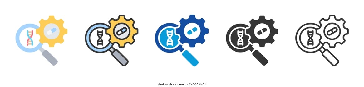 pharmacogenomics icon set multi style various collection