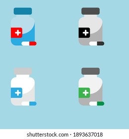  Pharmacology . Vector icons jars with medicines.Banners for laboratories and hospitals .  Industry .