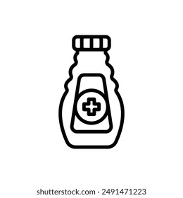 Ilustración vectorial de iconos de esquema antiácido de farmacia