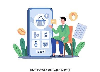 Pharmacy App Illustration concept on white background