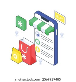 Pharmacy App isometric Colored illustration. EPS File stock illustration