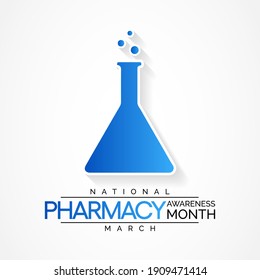Pharmacy awareness month held in March of each year,  is a time to recognize the multiple roles of the pharmacist. vector illustration.