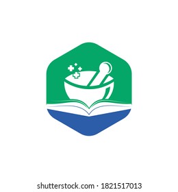 Pharmacy book vector logo design. Medical study logo design concept.
